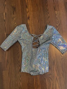 I Heart Raves Holographic Silver Rave Bodysuit One Piece - festival outfit